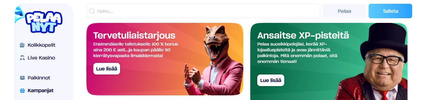 pelaa nyt casino bonus