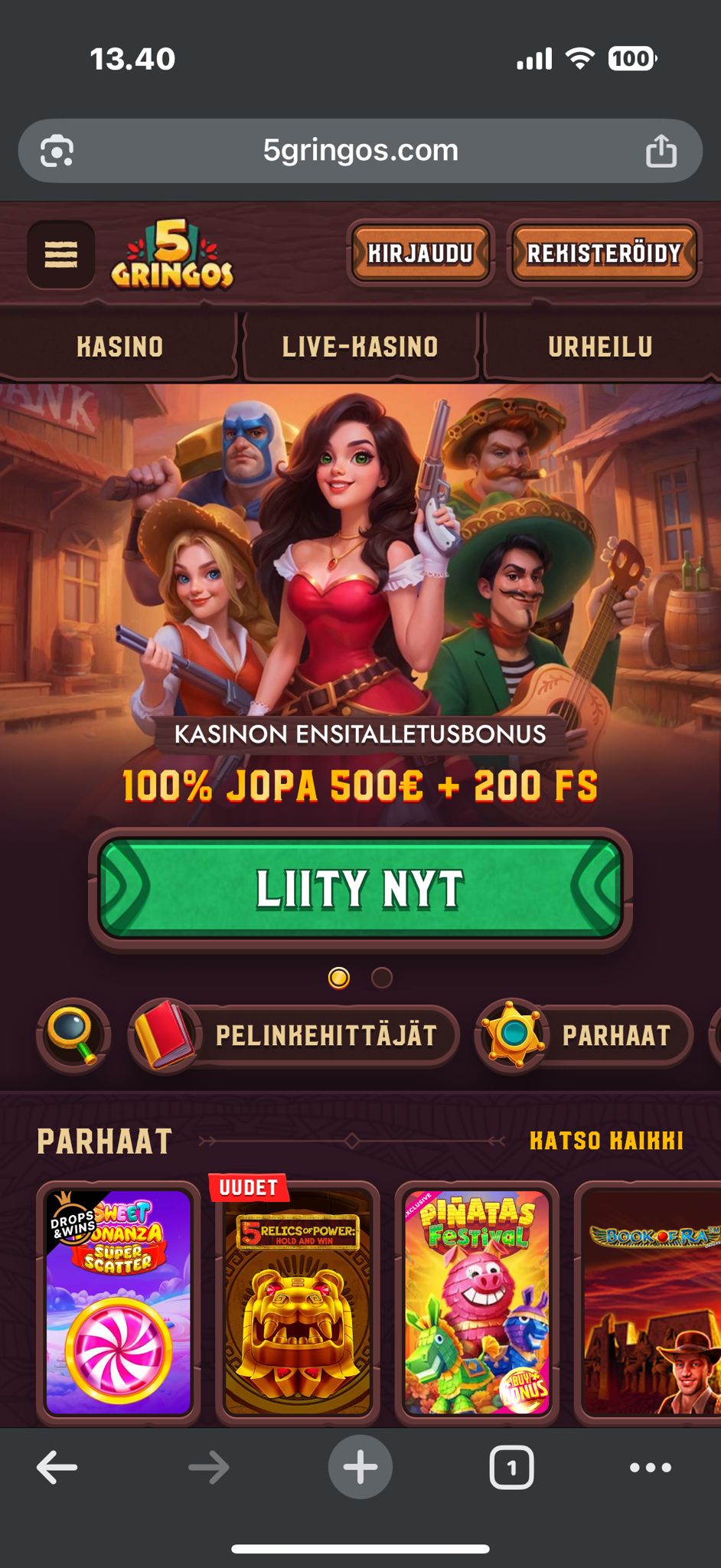 5 Gringos Casino on toimiva myös puhelimella