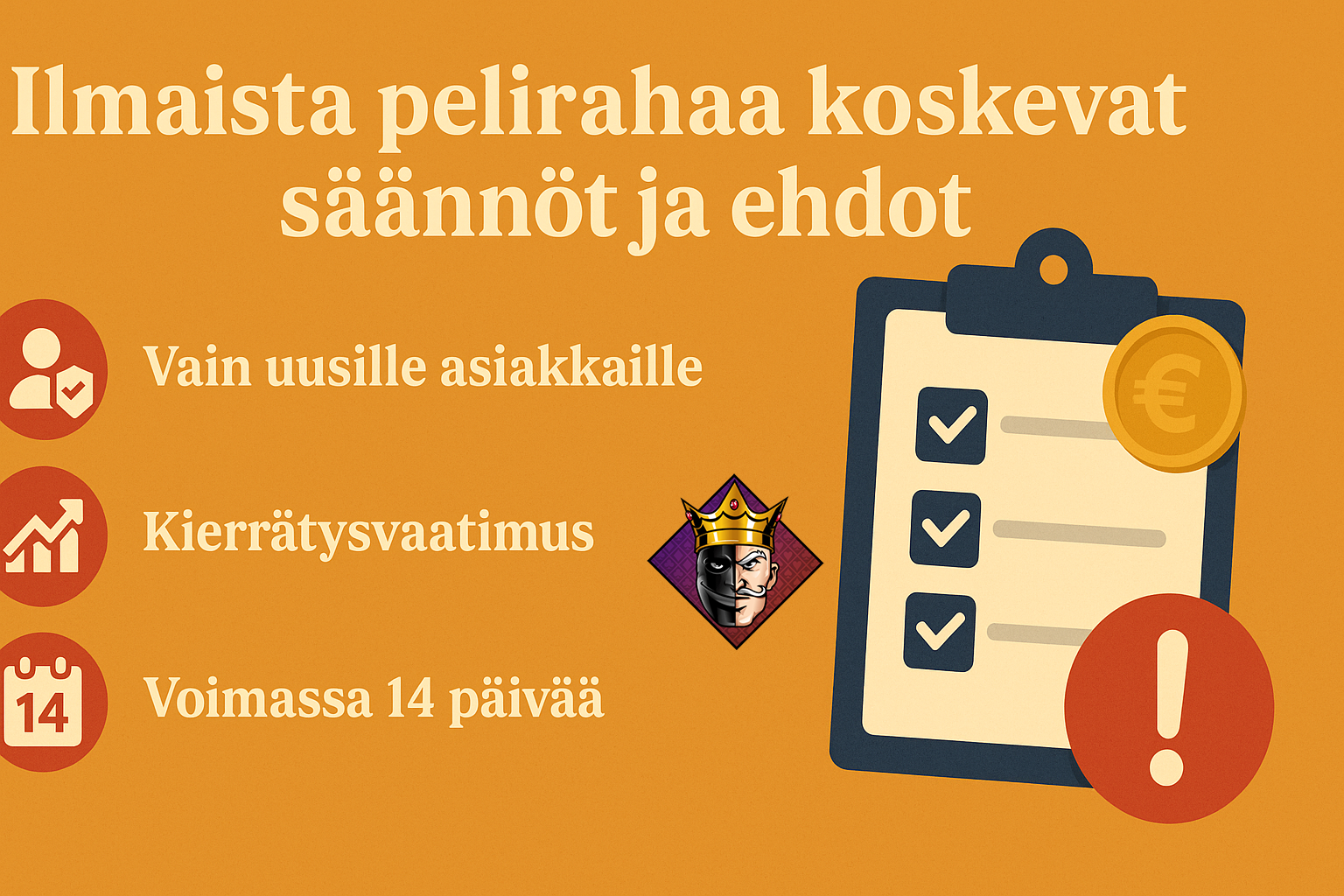 Ilmaista pelirahaa koskevat säännöt ja ehdot