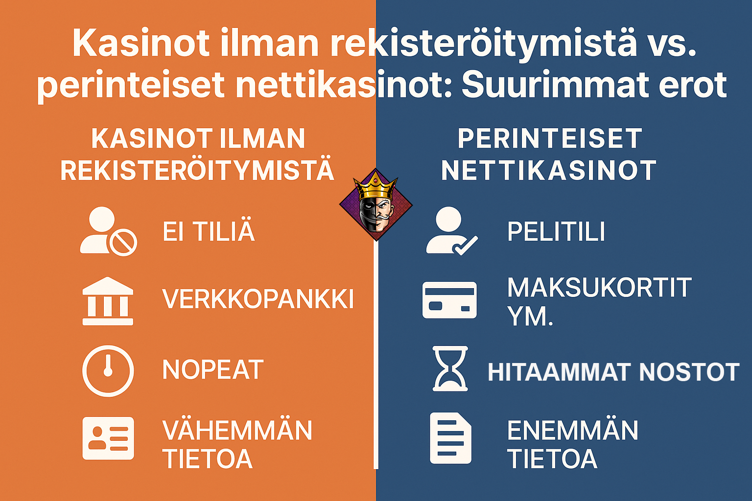 Kasinot ilman rekisteröitymistä vs perinteiset nettikasinot Suurimmat erot