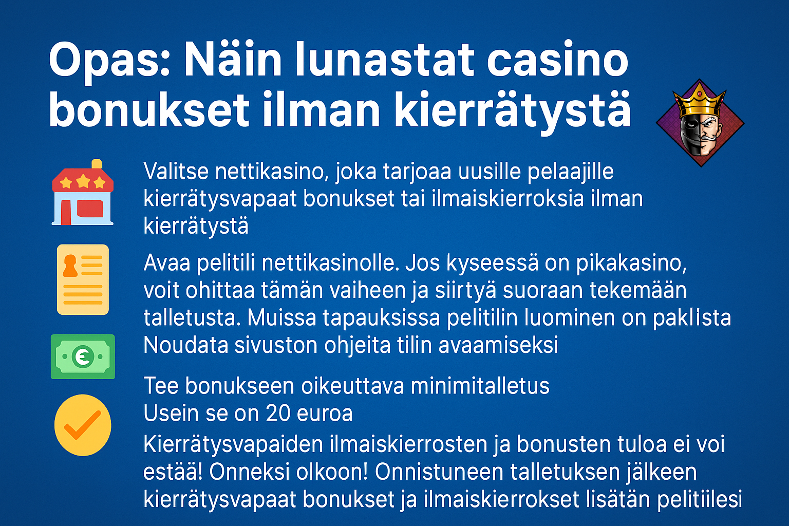 Näin lunastat casino bonukset ilman kierrätystä