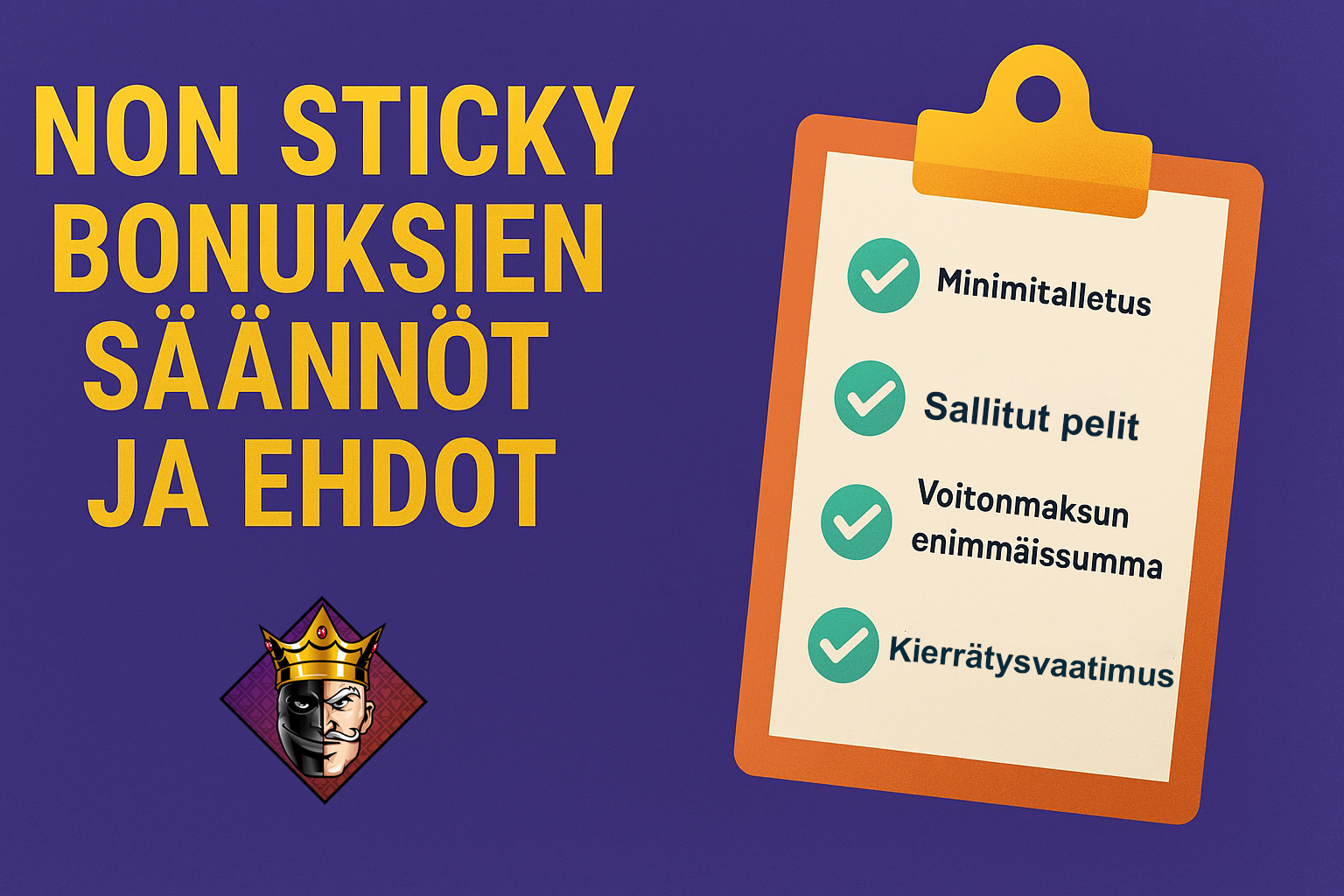 Non sticky bonuksien säännöt ja ehdot