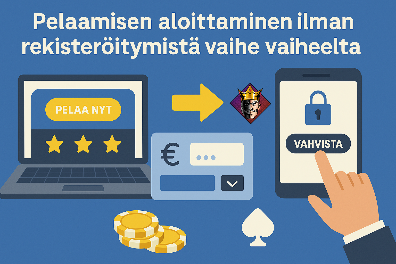 Pelaamisen aloittaminen ilman rekisteröitymistä vaihe vaiheelta