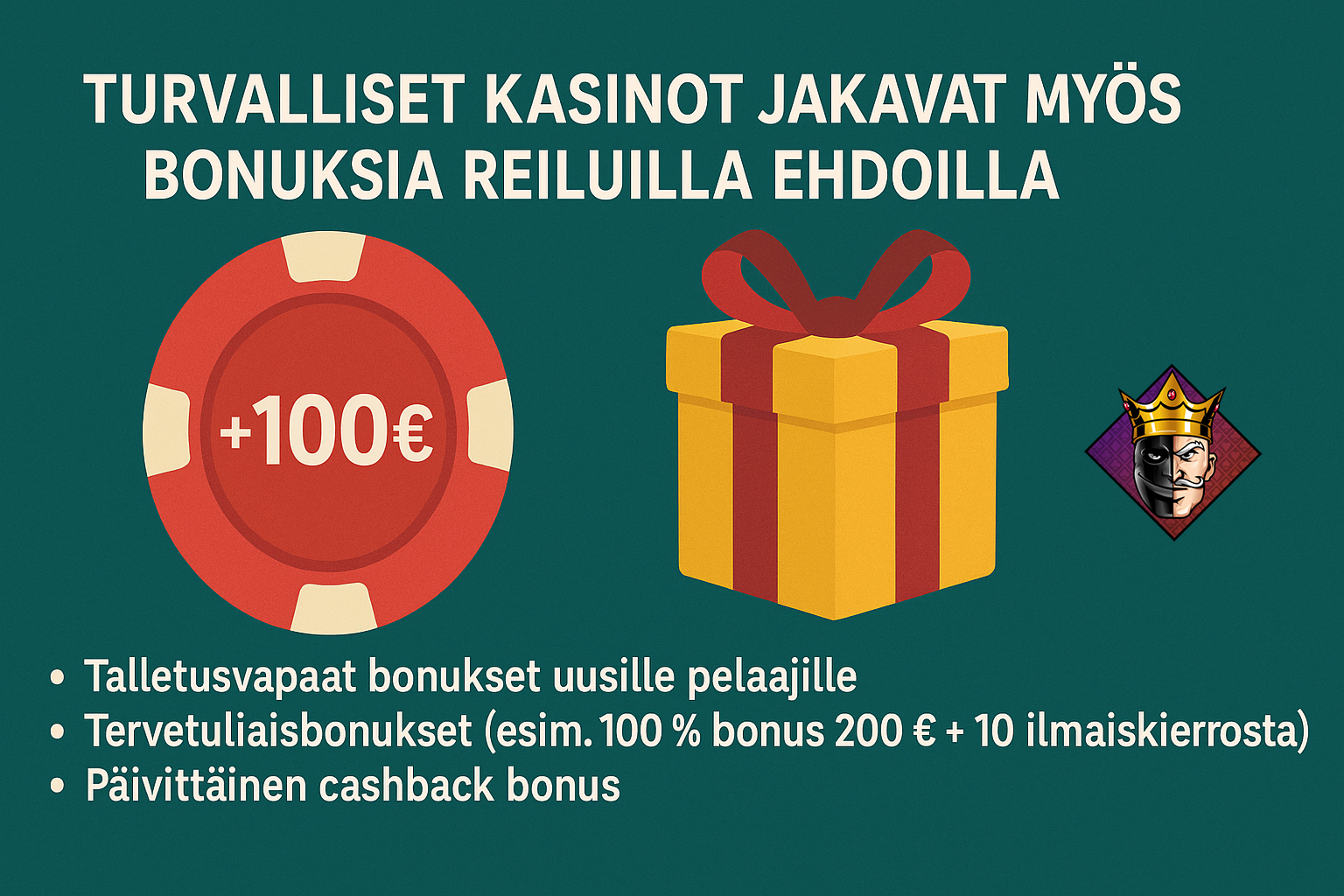 Turvalliset kasinot jakavat myös bonuksia reiluilla ehdoilla