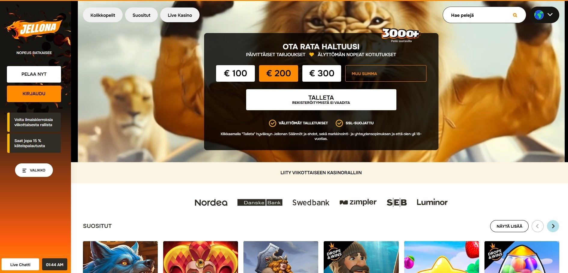 Jellona Casino 1 euron talletus