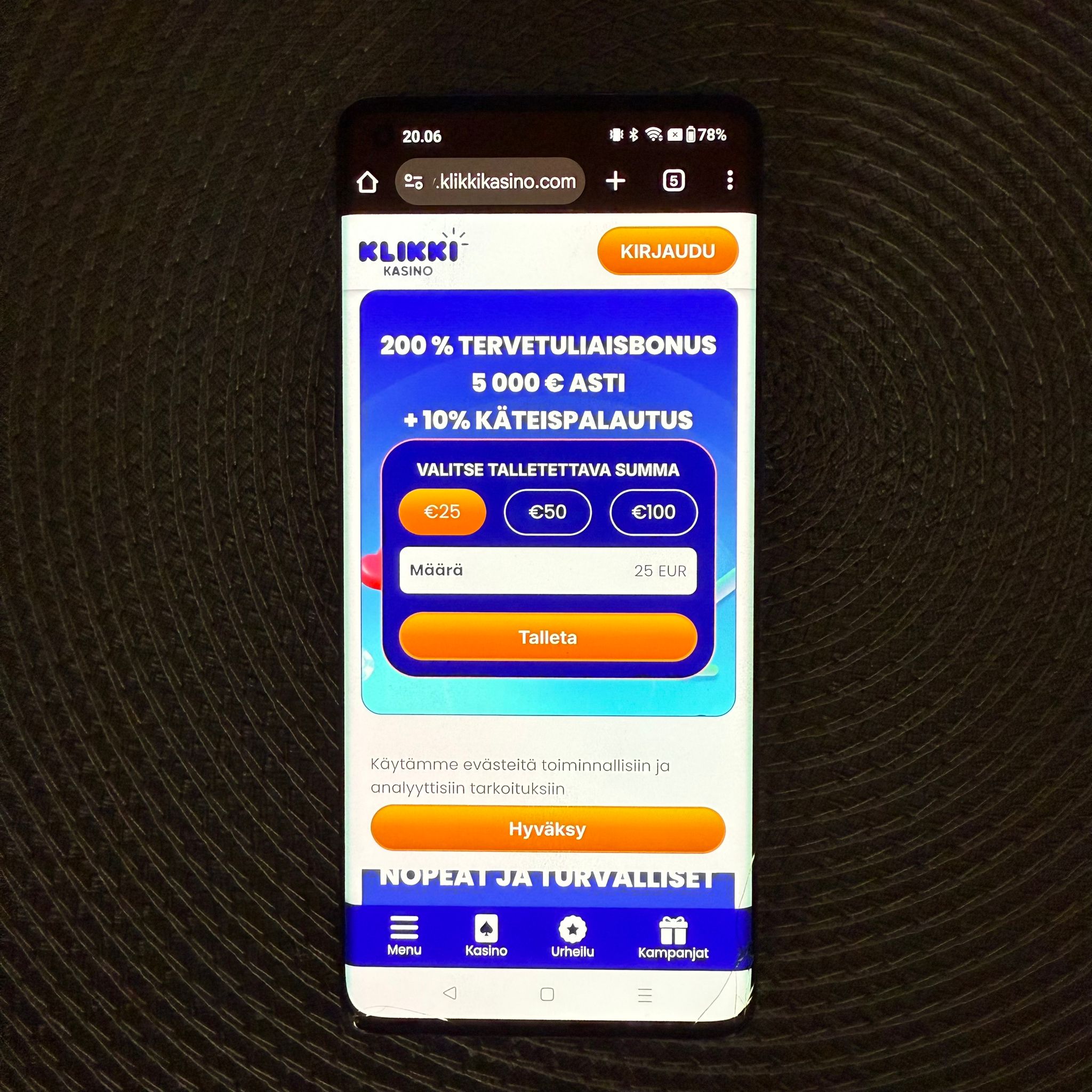 klikki kasinon bonus