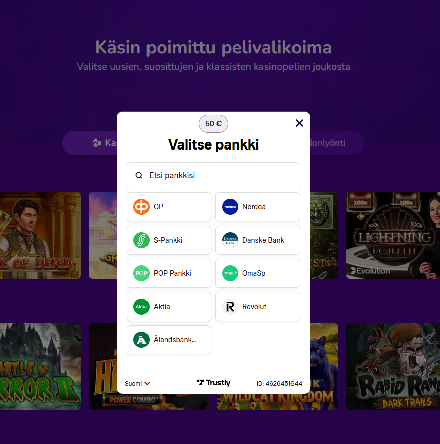 trustly talletusikkuna happy casinolla