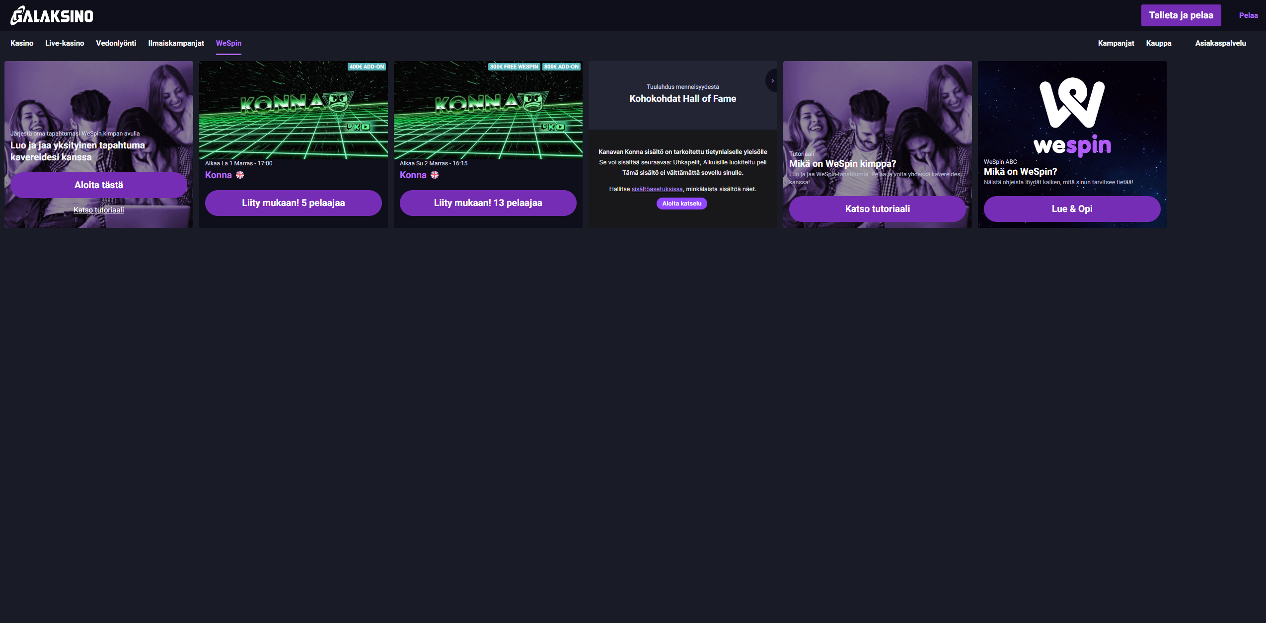 Galaksino Casino WeSpin