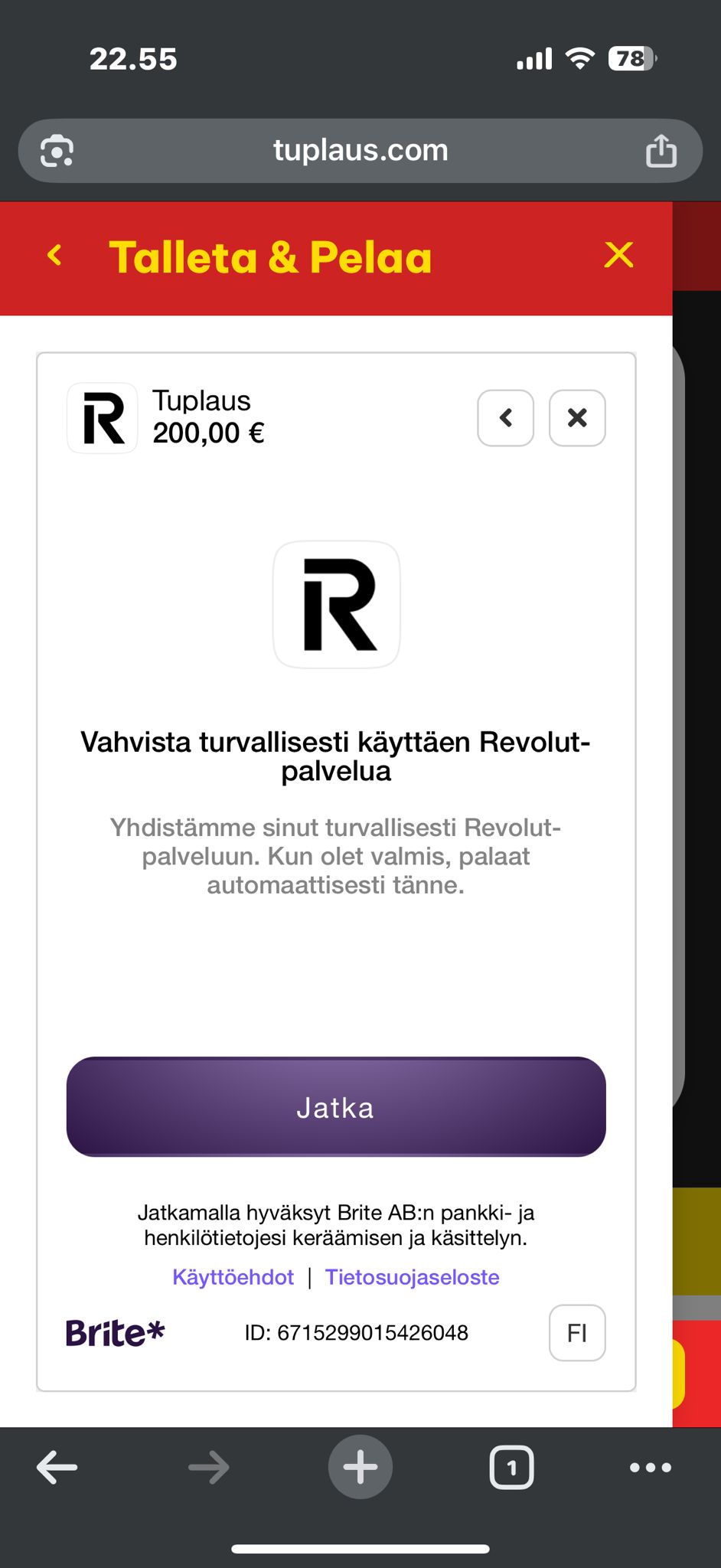 revolut talletusikkuna tuplaus kasinolla